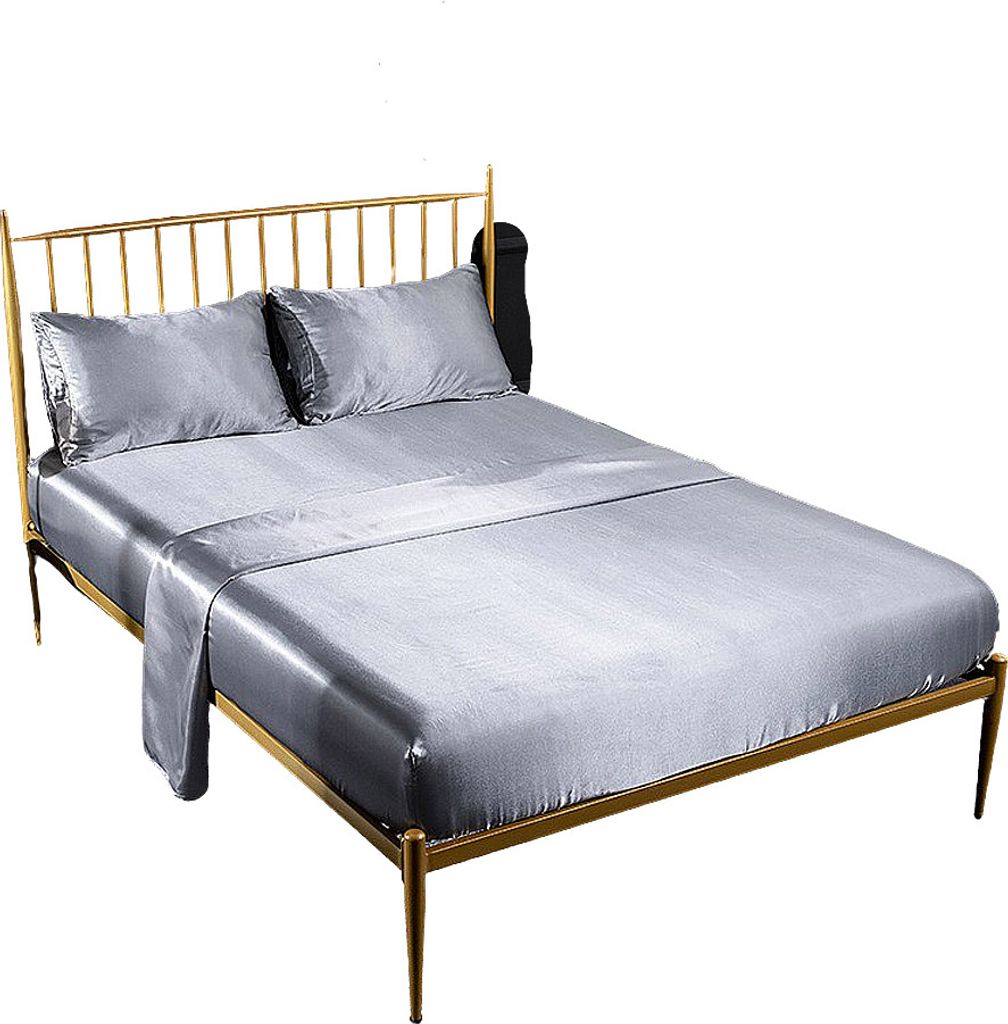 4-teiliges Luxus-Satin-Bettlaken-Set, 1 Bettlaken (259 x 228 cm), 1 Spannbettlaken (203 x 153 cm), 2 Kissenbezüge (50 x 75 cm)