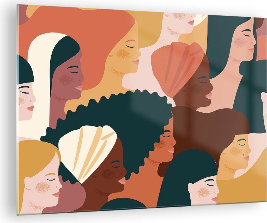 Bilder auf glas - Einteilig - Frauen Multikulturalismus Modern - 70x50cm - Glasbilder - Wandbilder - Bilder - Wanddekoration aus Glas - Glas Bilder...