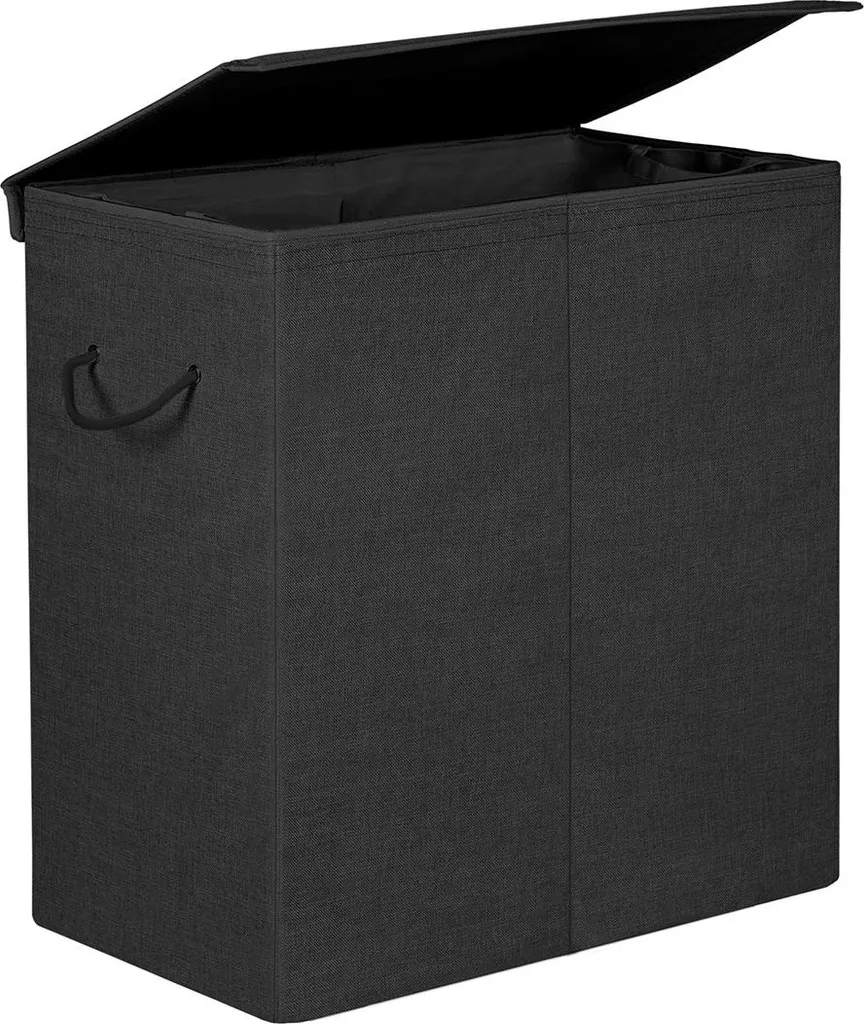Coffre à linge triple 142 litres noir en tissu Oxford haute densité