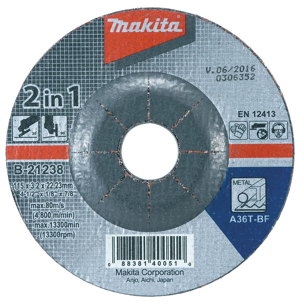 Makita Zubehör Schruppscheibe 2 in 1 115 mm - 40 Stück - B-21238-40