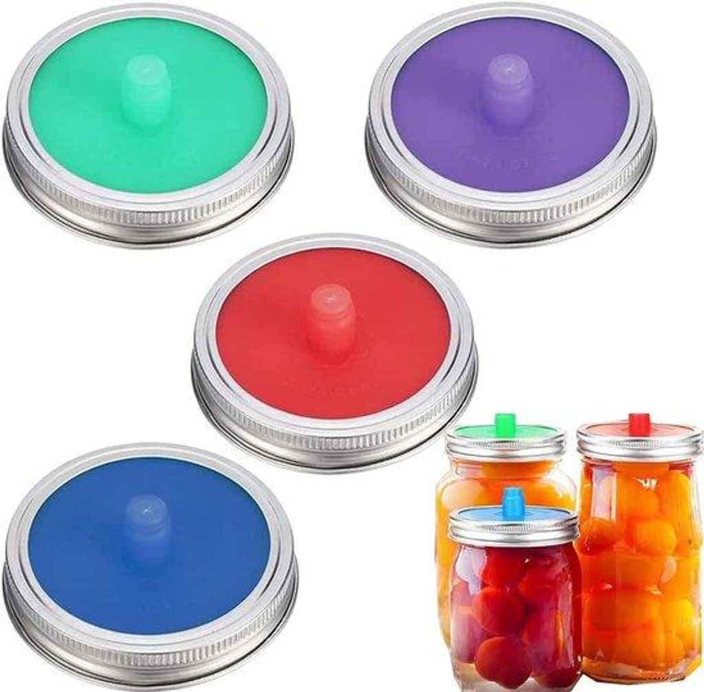 Silikonweckpotten-Satz - großes Deckel - Lebensmittelqualität - Weckpot-Accessoires - für Sauerkraut, Kimchi, Gurken - fermentierte Probiotika