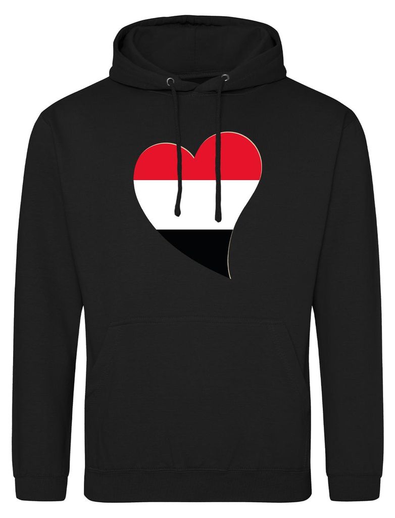Huuraa Uni Hoodie Jemen Flagge Herz XL Deep Black Vegan Sweatshirt Geschenkidee
