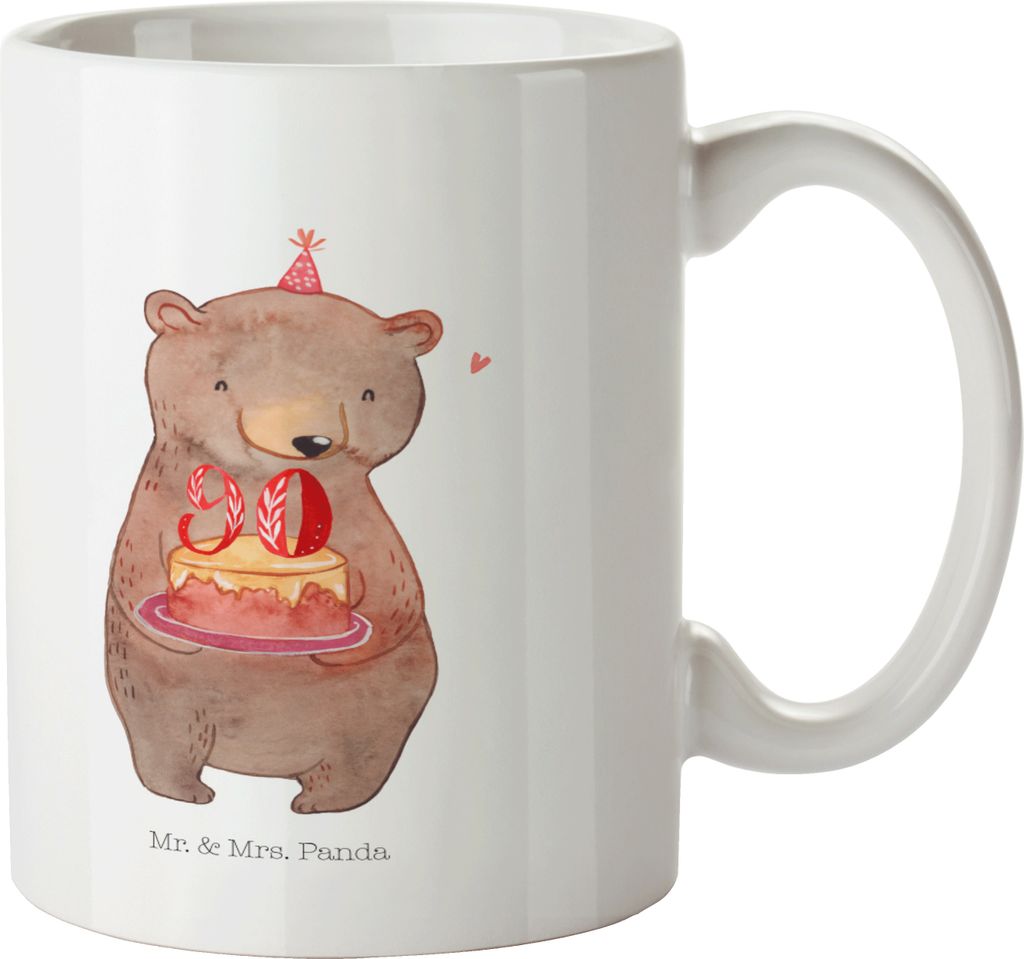 Mr. & Mrs. Panda Kaffeetasse Bär Torte 90. Geburtstag - Weiß - Geschenk, Party, Tasse, Kuchen, Happy Birthday, Kaffeebecher, Teetasse, Pott, Trin...