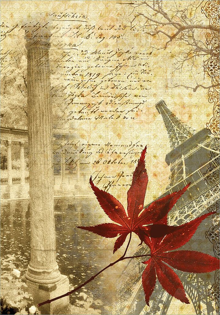 Wallario Poster - Paris Design - Eiffelturm im Herbst, Kunstdruck Größe: 70 x 100 cm