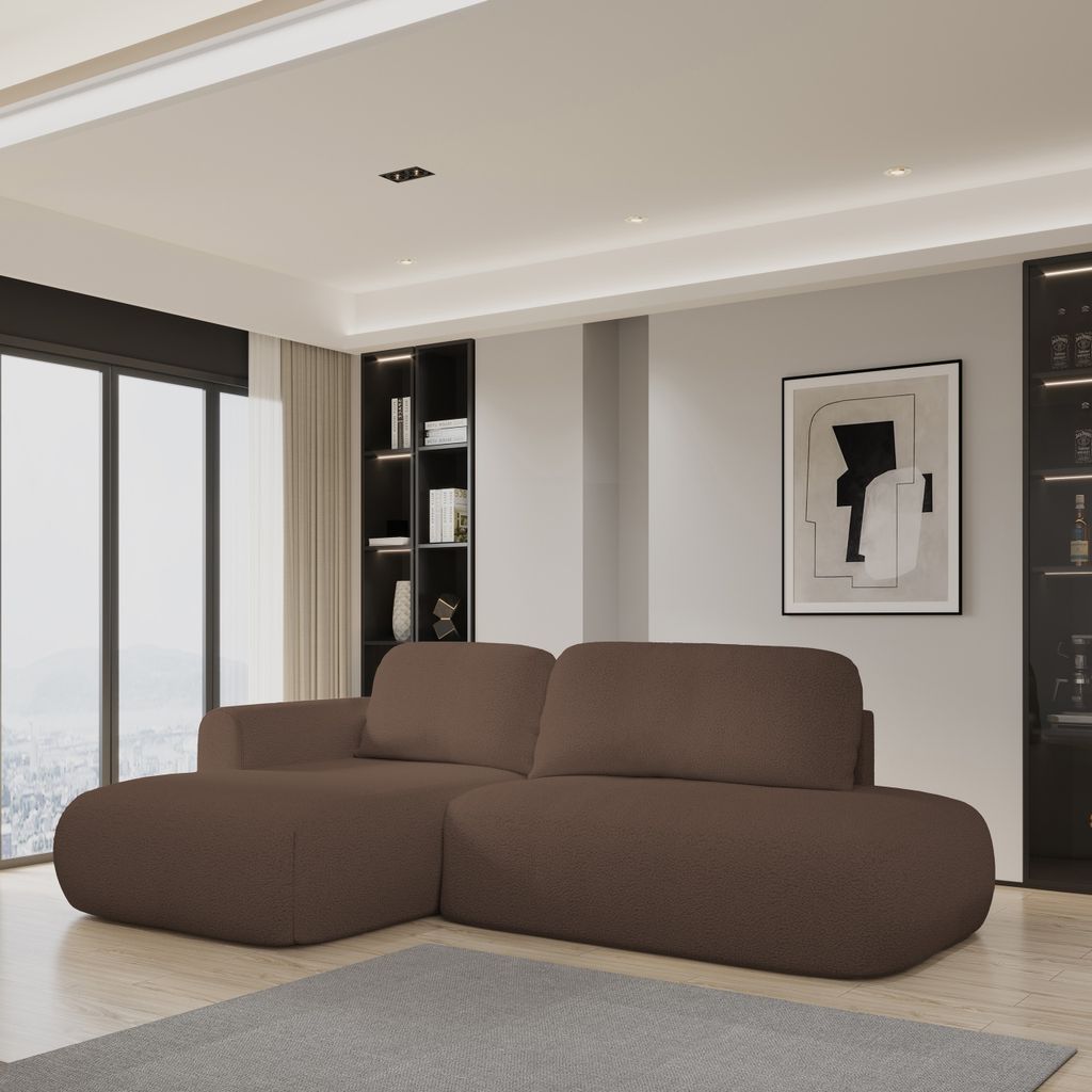 Masseno Ecksofa NUVIRA L-S mit Schlaffunktion L-Form, Sofa mit Bettkasten, Wohnzimmersofa, Couch, Soffa, Bettsofa, Couchgarnitur- Braun, QUELLE 25