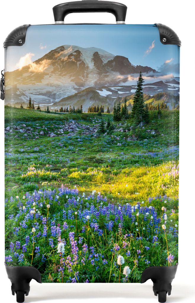 NoBoringSuitcases.com Koffer Handgepäck Trolley Rollkoffer Kleine Reisekoffer mit 4 Rollen - Blumen - Natur - Berge - Schnee - Sonne - Cabin Siz...