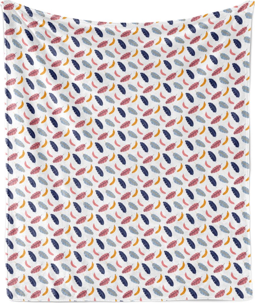 ABAKUHAUS Blätter Weich Flanell Fleece Decke, Exotische Illustration von Bananen und Pflanzen Urlaub Feels, 175 x 230 cm, Coral orange