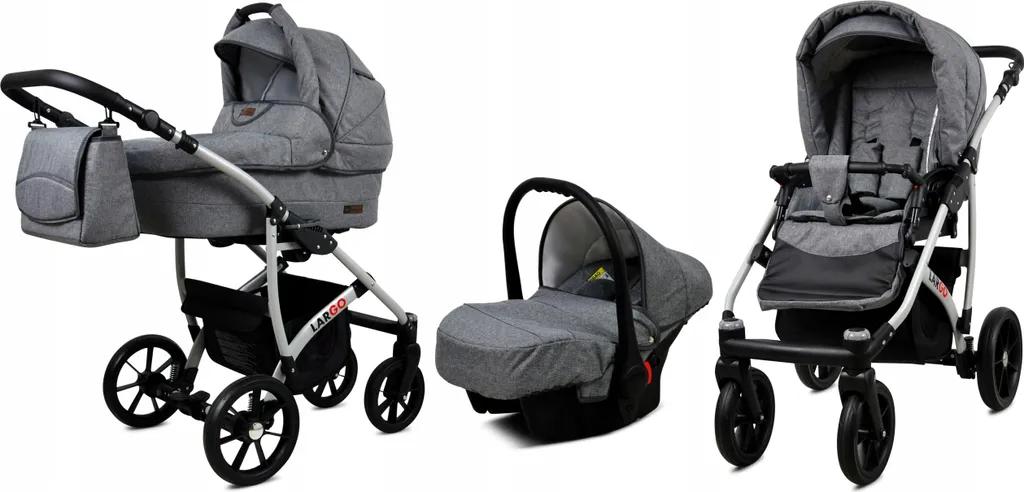 BabyLux® Largo Kit 3in1 Gris Flex Combinaison Kitten - Poussette Trio