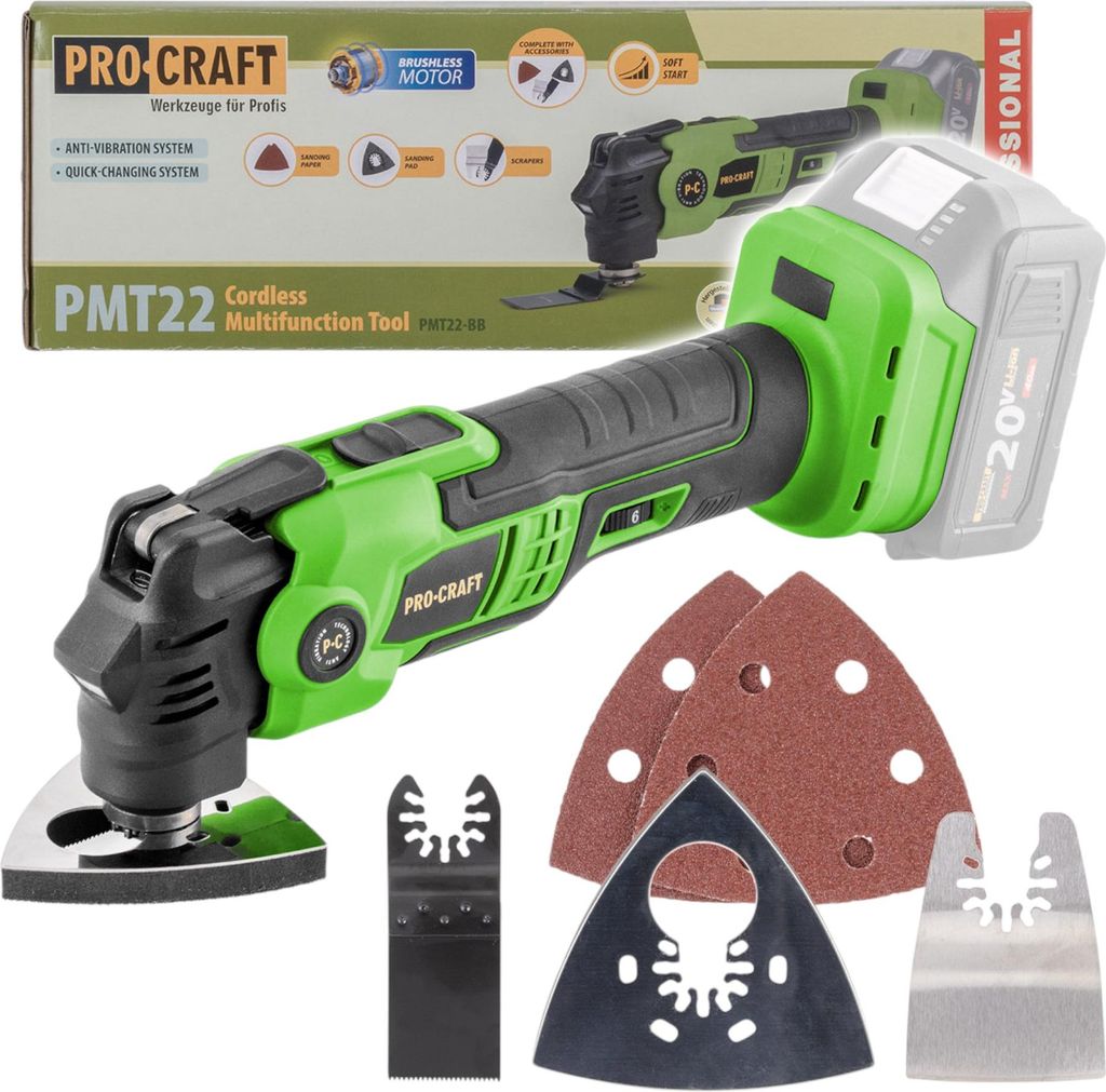 Procraft PMT22bb Akku Multifunktionswerkzeug 20 V Brushless Produktbild 