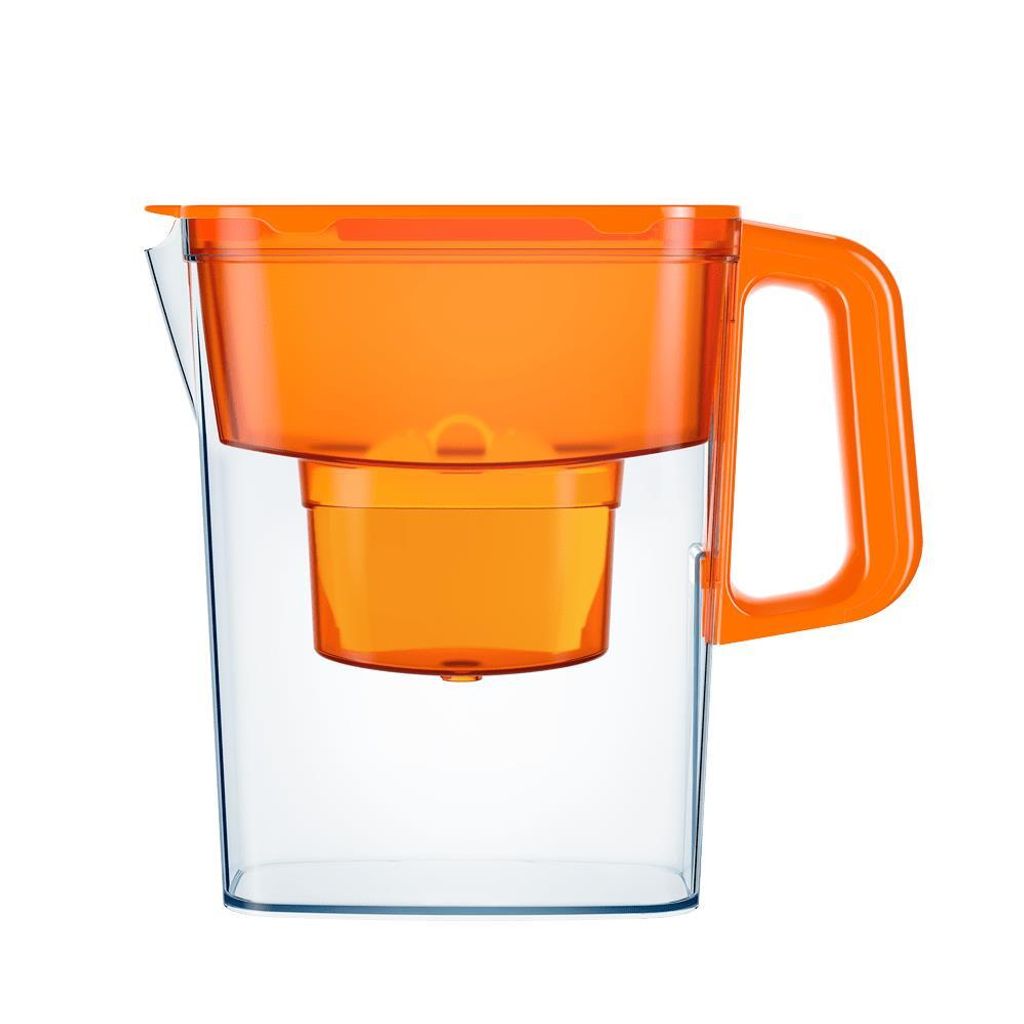 Tischwasserfilter AQUAPHOR COMPACT orange 2,4l Trinkwasserfilter mit MAXPHOR+ Wasserfilter-Kartusche für 200 Liter gefiltertes Wasser