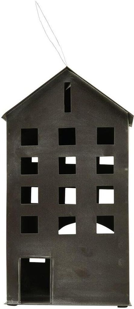 Windlichter Häuschen Haus Fenster Teelichthalter schwarz 35,5 cm