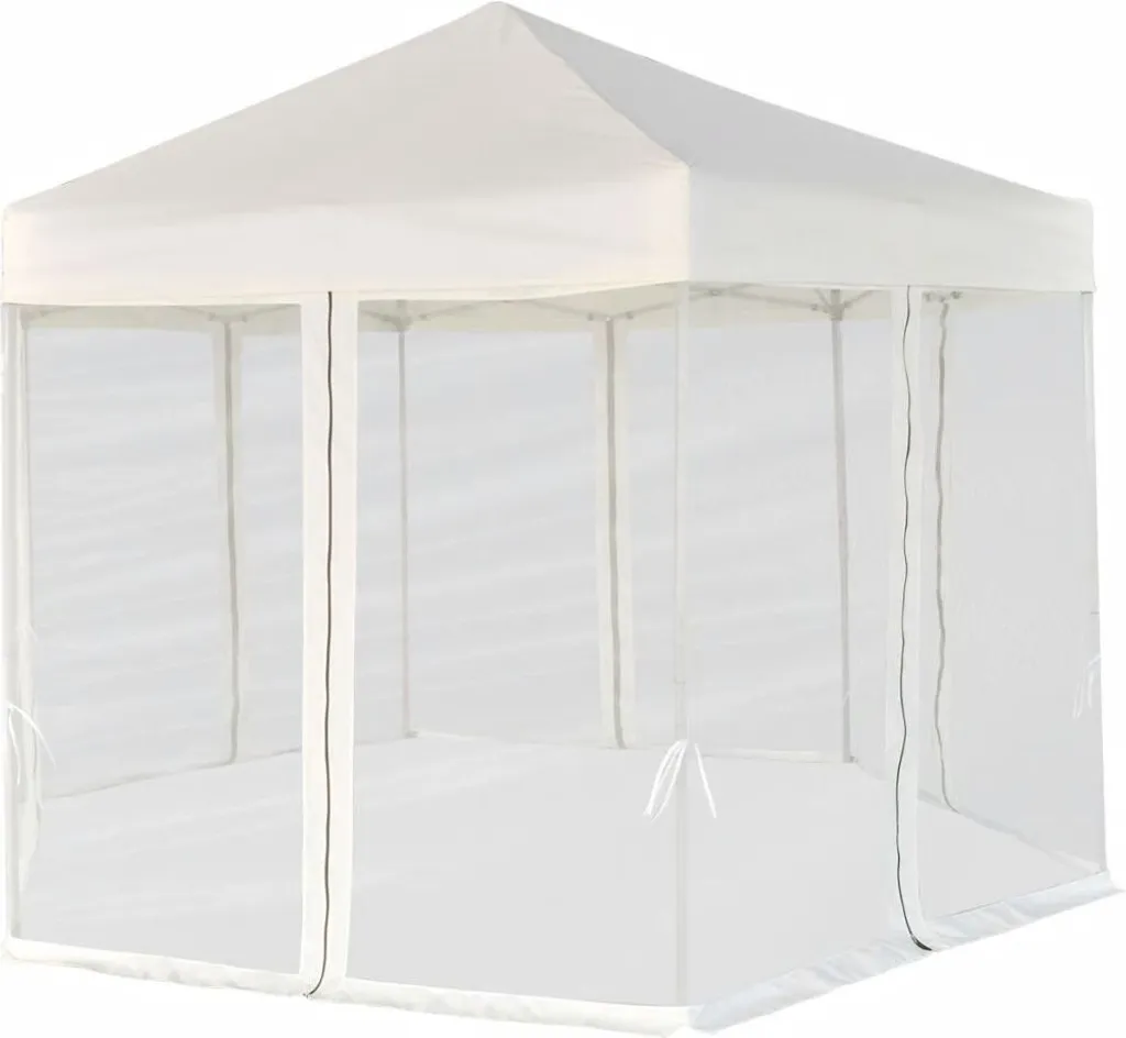 Abri de jardin hexagonal pliable pour réception et fête blanc crème