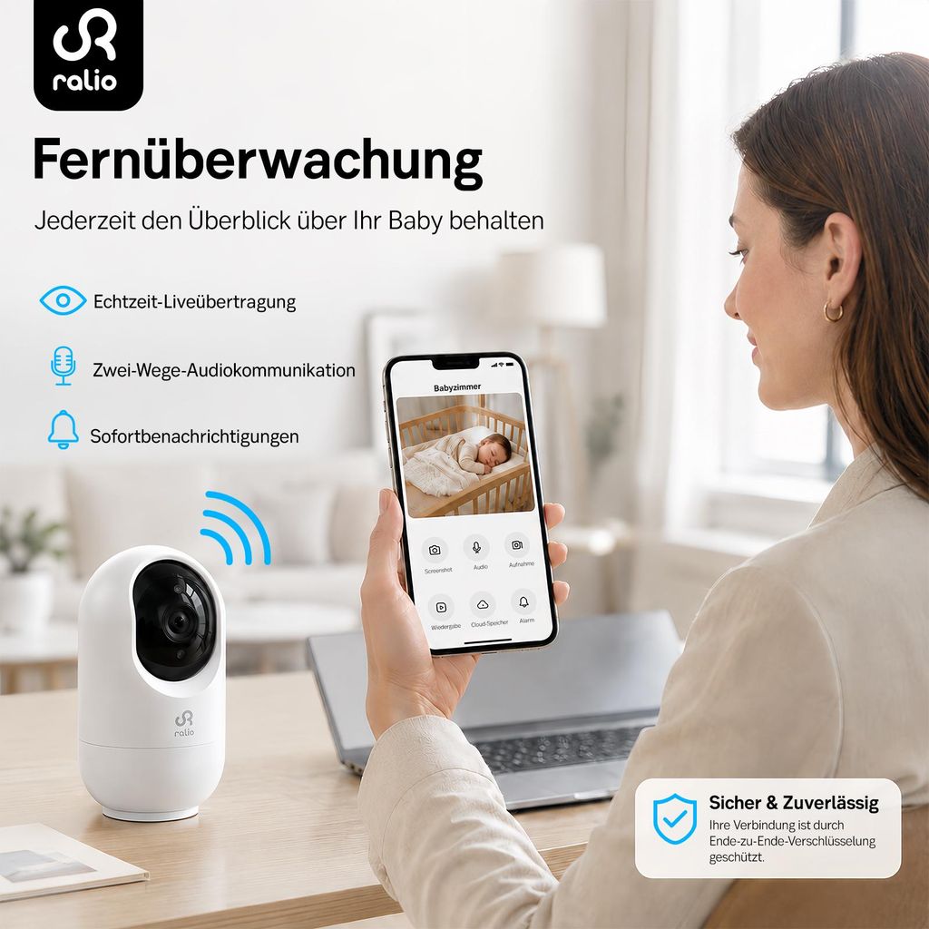 Babyphone Kamera 2K/3MP WiFi Sicherheitskamera mit App Produktbild 