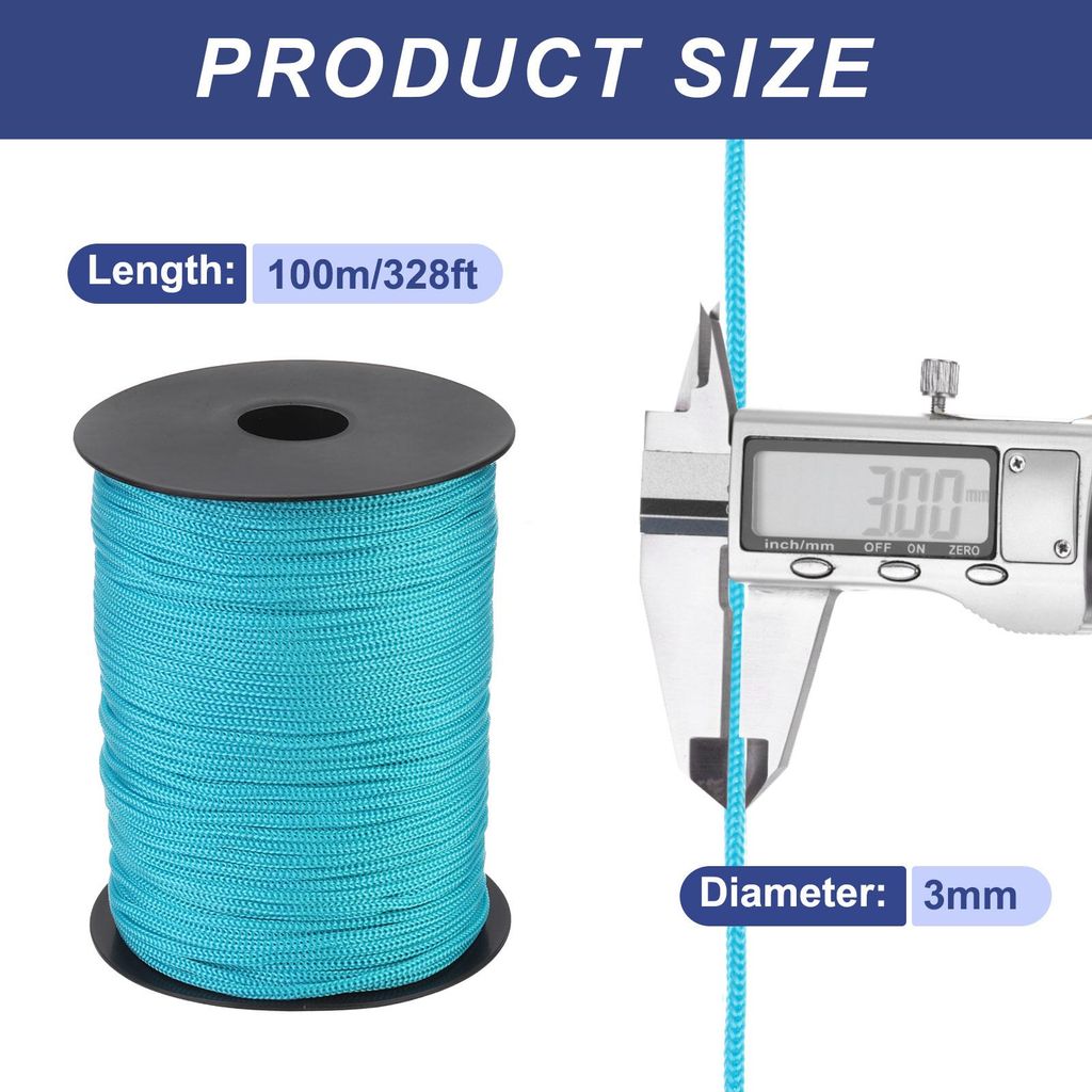 Polypropylen-Seil 3mm Polypropylenseil 10Om PP Flechtleine Textilseil Leine Nylonschnur Schnur Rei?feste Rope Kunststoffseil fš¹r W?scheleine Cam...