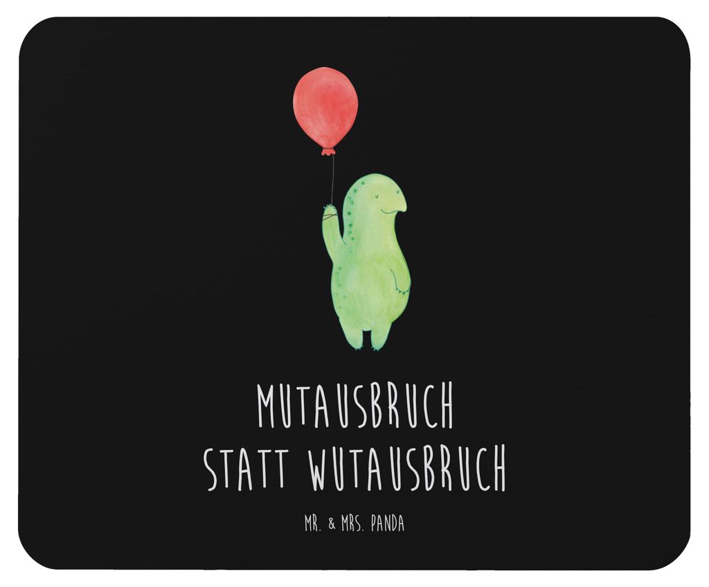 Mr. & Mrs. Panda Mauspad Schildkröte Luftballon - Schwarz - Geschenk, laptop mousepad, Mouse Pad, Motivationsspruch, pc mausunterlage, notebook, S...