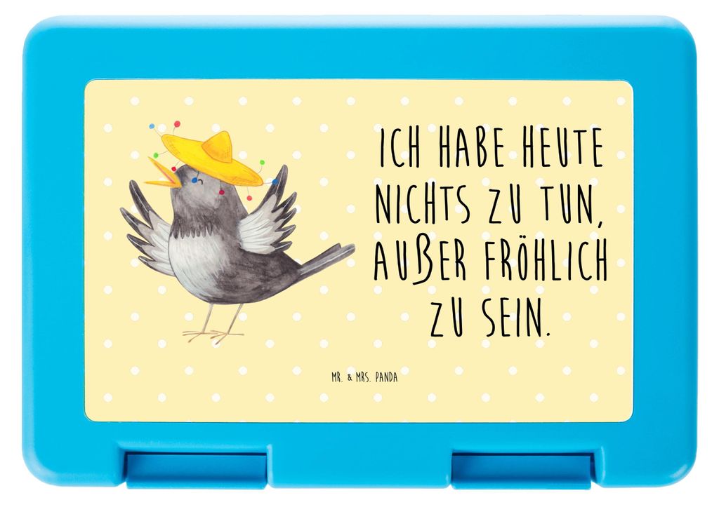 Mr. & Mrs. Panda Bentobox Rabe Sombrero - Gelb Pastell - Geschenk, Lunchbox, Spruch Positiv, Tiere, Frühstücksbox, Vogel, Elster, Vögel, Lebensm...