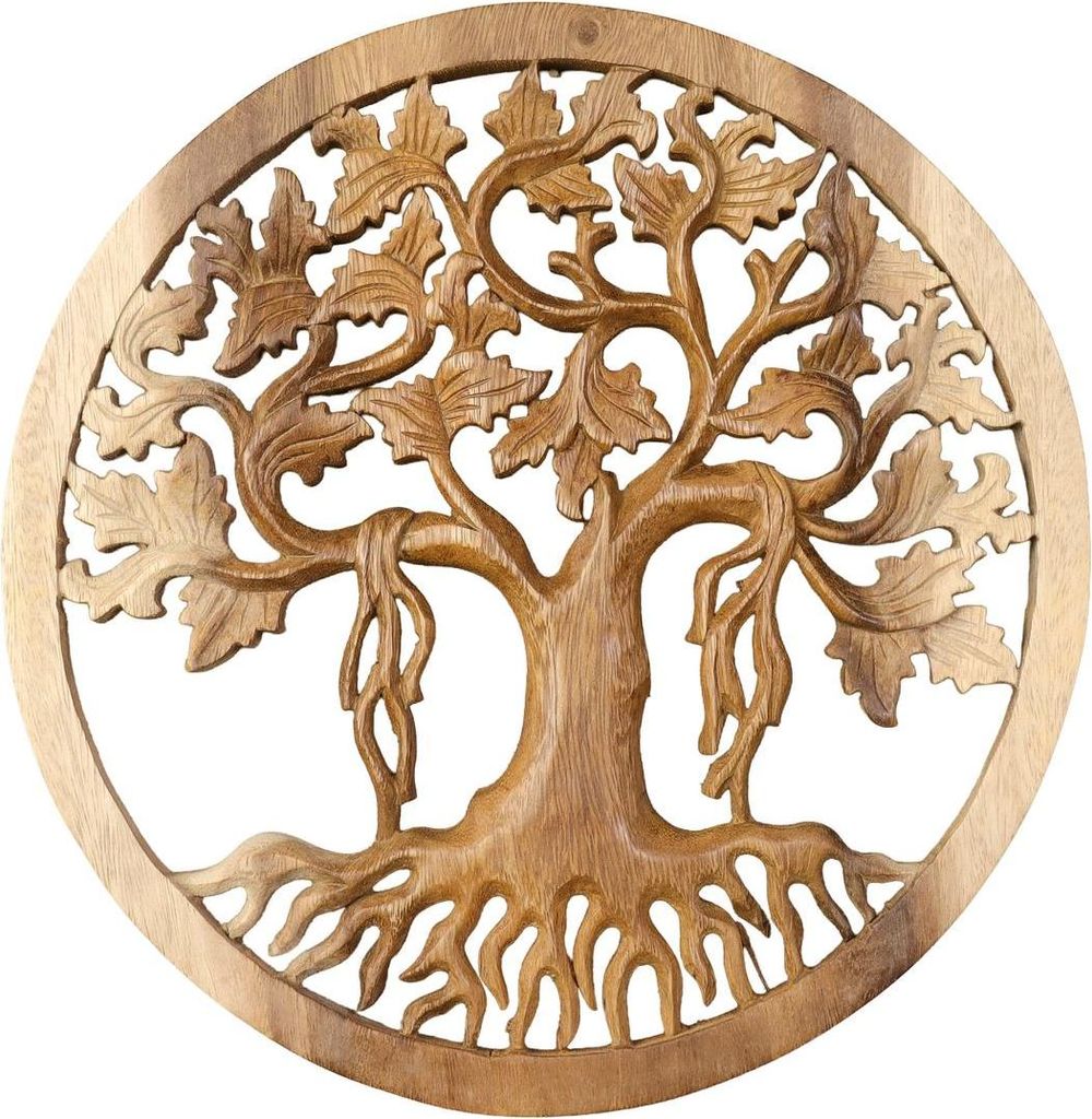 Lebensbaum Wandbild Wanddeko Mandala Zeichen Wandrelief Symbol Mythologie Deko Holz Natur 30 cm