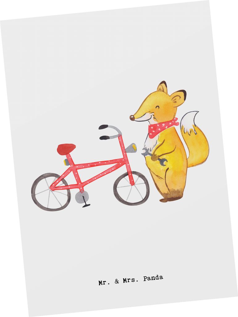 Mr. & Mrs. Panda Postkarte Zweirad Mechaniker Herz - Weiß - Geschenk, Ansichtskarte, Ansichtskarten, Postkarten, bildkarte, Grußkarte