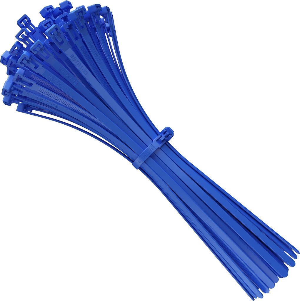 Kabelbinder Wiederverschließbar, 350mm x 7,6mm blau Nylon Produktbild 