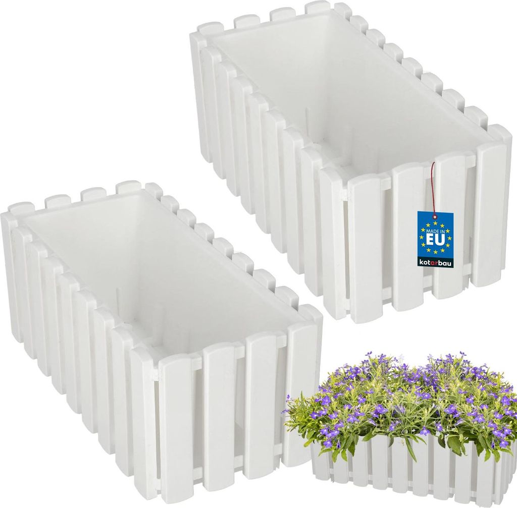 KOTARBAU® Sada 2 kvetináčov Kvetináč 38x18x16 cm Biely Obrázok produktu 