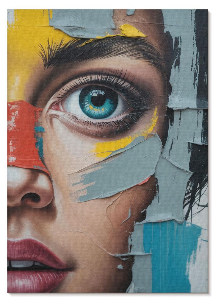 POSTER - 29x42 cm (A3) - Issa0 - Bewegte Abstraktion, energiegeladene Farben, vielfältige Texturen - Wandbild für Wohnzimmer Schlafzimmer & Flur,...