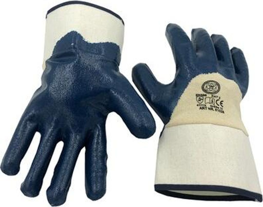 MMXX Handschuh, Baumwolle, Jersey, Gr. 9, EN 388, Nitril-Beschichtung blau, Kat.2, Rücken teilbesch.