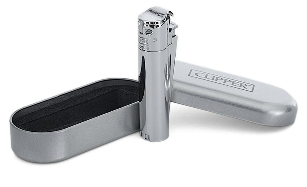 Clipper Metall Feuerzeug: Jet Flame Silber Reibrad Produktbild 