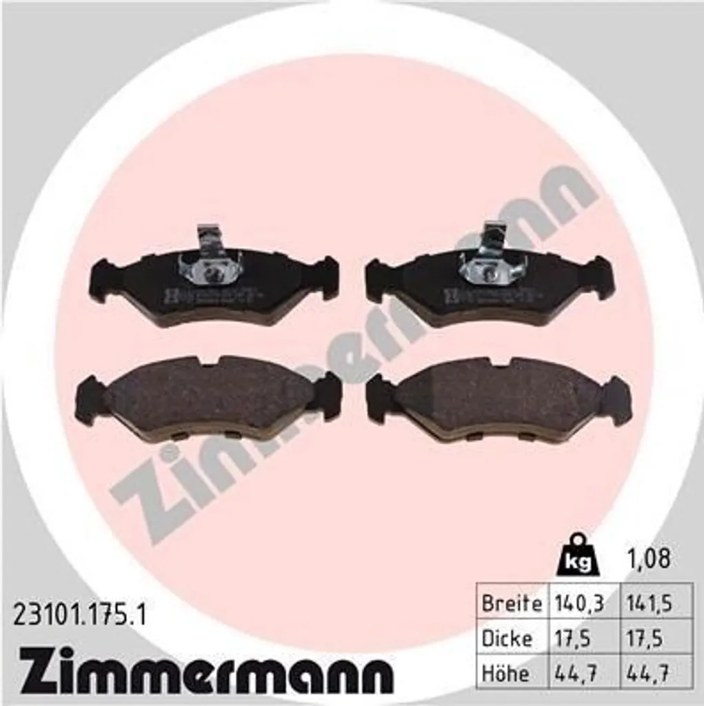 Zimmermann 23101.175.1 Plaquettes de Frein pour Ford Fiesta III et KA