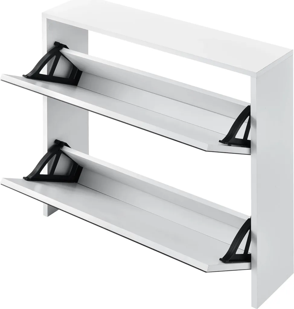 Scarpiera Mayra con Specchi 2 Ante Ribalta Slim 67x63x17cm Bianco