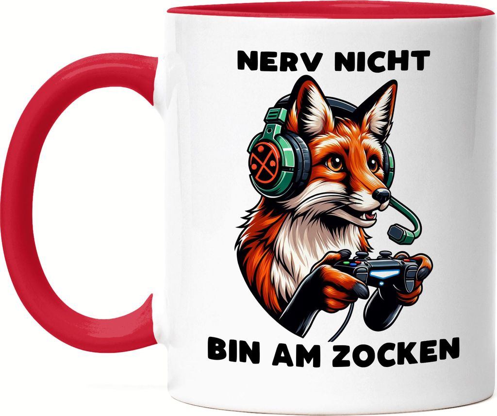 Nerv nicht Bin am zocken Fuchs Tasse Rot - Online Gaming Spaß