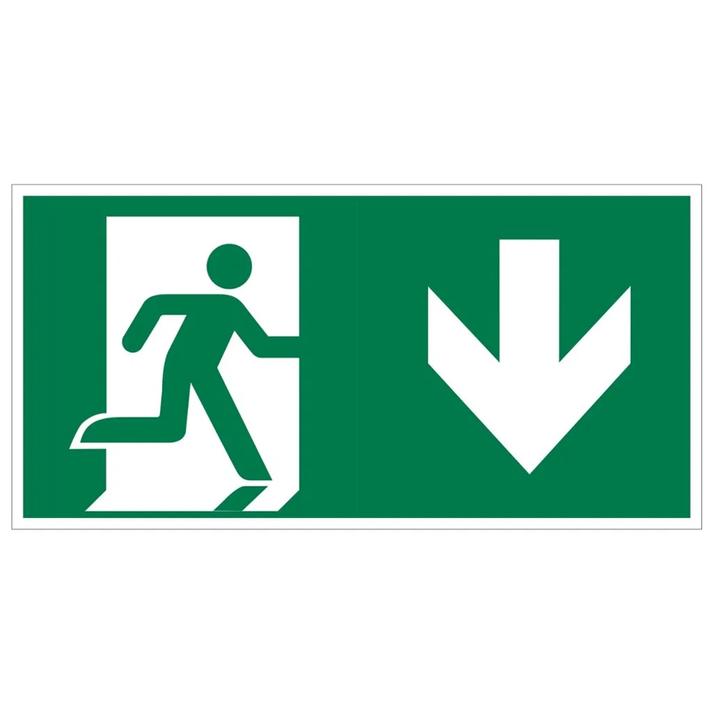 Signalétique issue de secours 15x30cm pour évacuation vers l'étage du bas