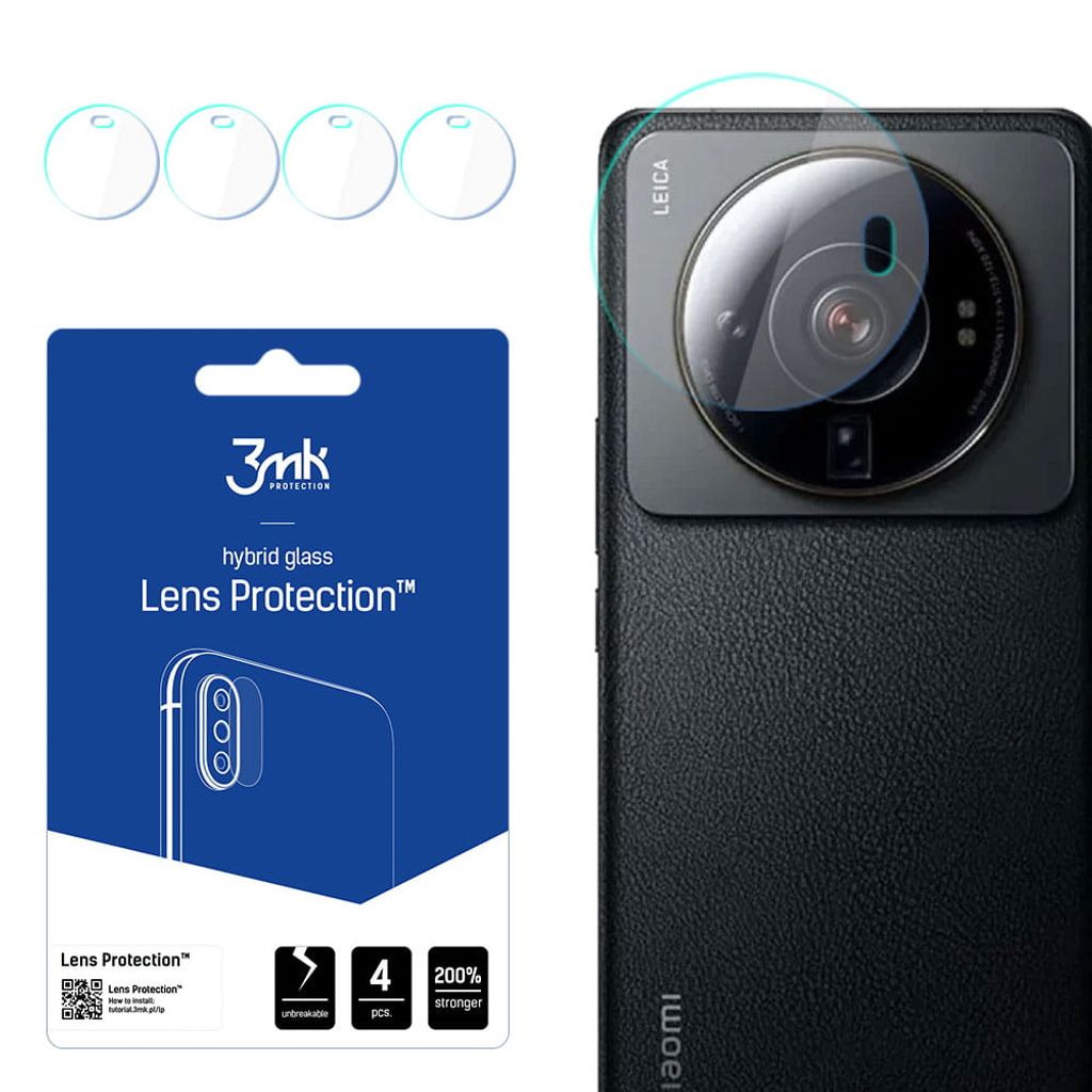 3mk Hybridglas Lens Protection für Xiaomi 12S Ultra Kamera Objektiv Kameralinse 0,16mm 6H (4 Stück)