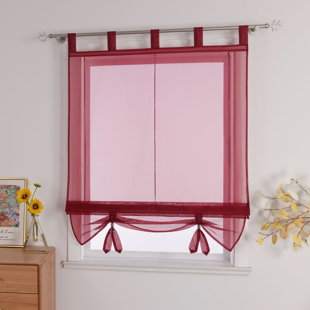 Raffrollo Tendina A Pacchetto In Voile | Con Onde Colorate, 100% Poliestere, Lavabile, 1 Pezzo, Protezione Visiva - 4