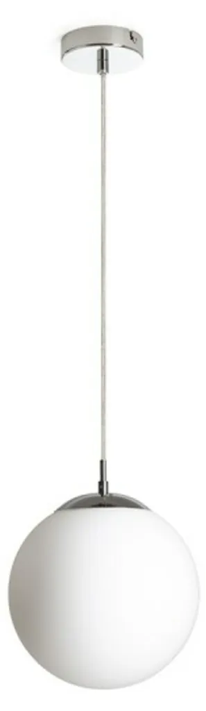 Suspension LUNA 25 en verre opale et chrome - Luminaire LED E27 15W