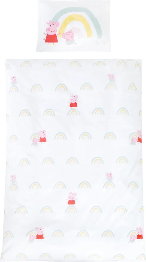 roba Parure de lit Peppa Pig 100 x 135 cm en coton blanc et rose