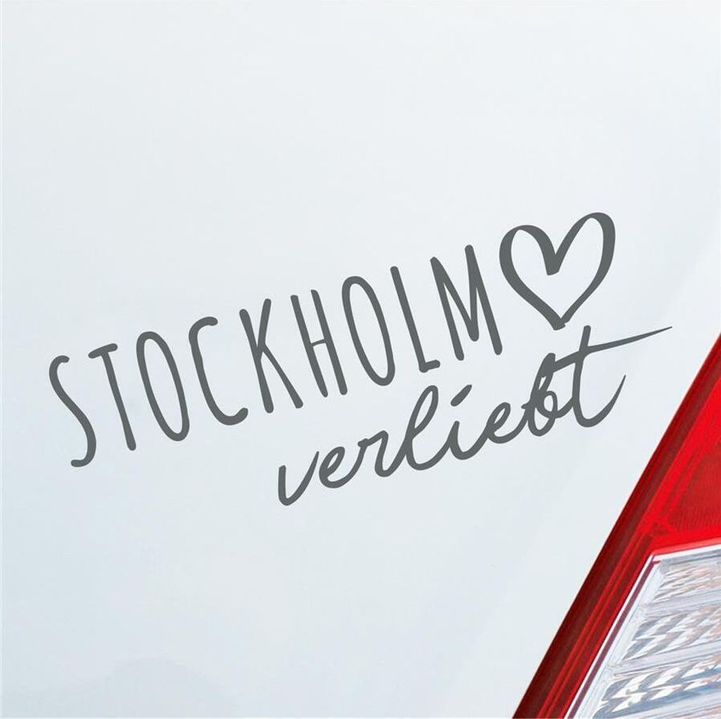Auto Aufkleber Stockholm verliebt Herz Stadt Heimat Liebe Car 19x7 cm Grau Sticker Heckscheibenaufkleber
