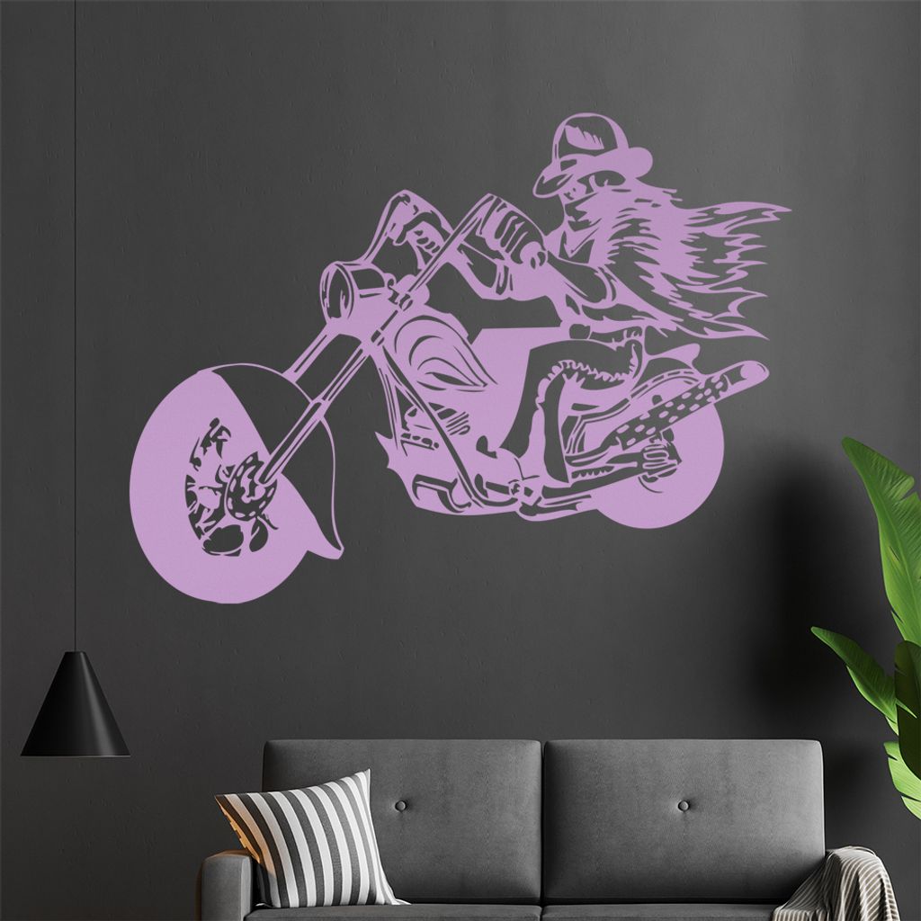 Western Biker Wandtattoo in 6 Größen - Wandaufkleber Wall Sticker - Dekoration, Küche, Wohnzimmer, Schlafzimmer, Badezimmer