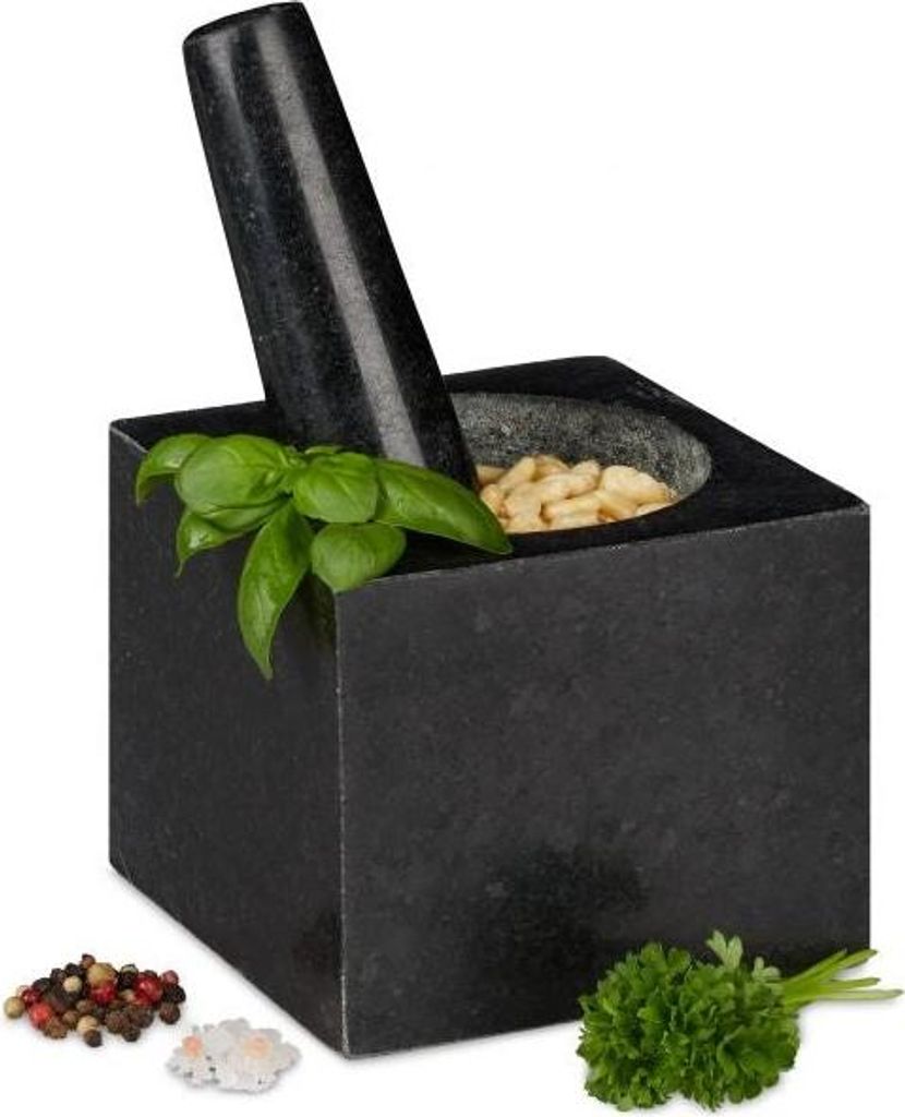Robuster Granit Mörser mit rauem Inneren, leicht zu reinigen, 18.1x16.8x16.7cm