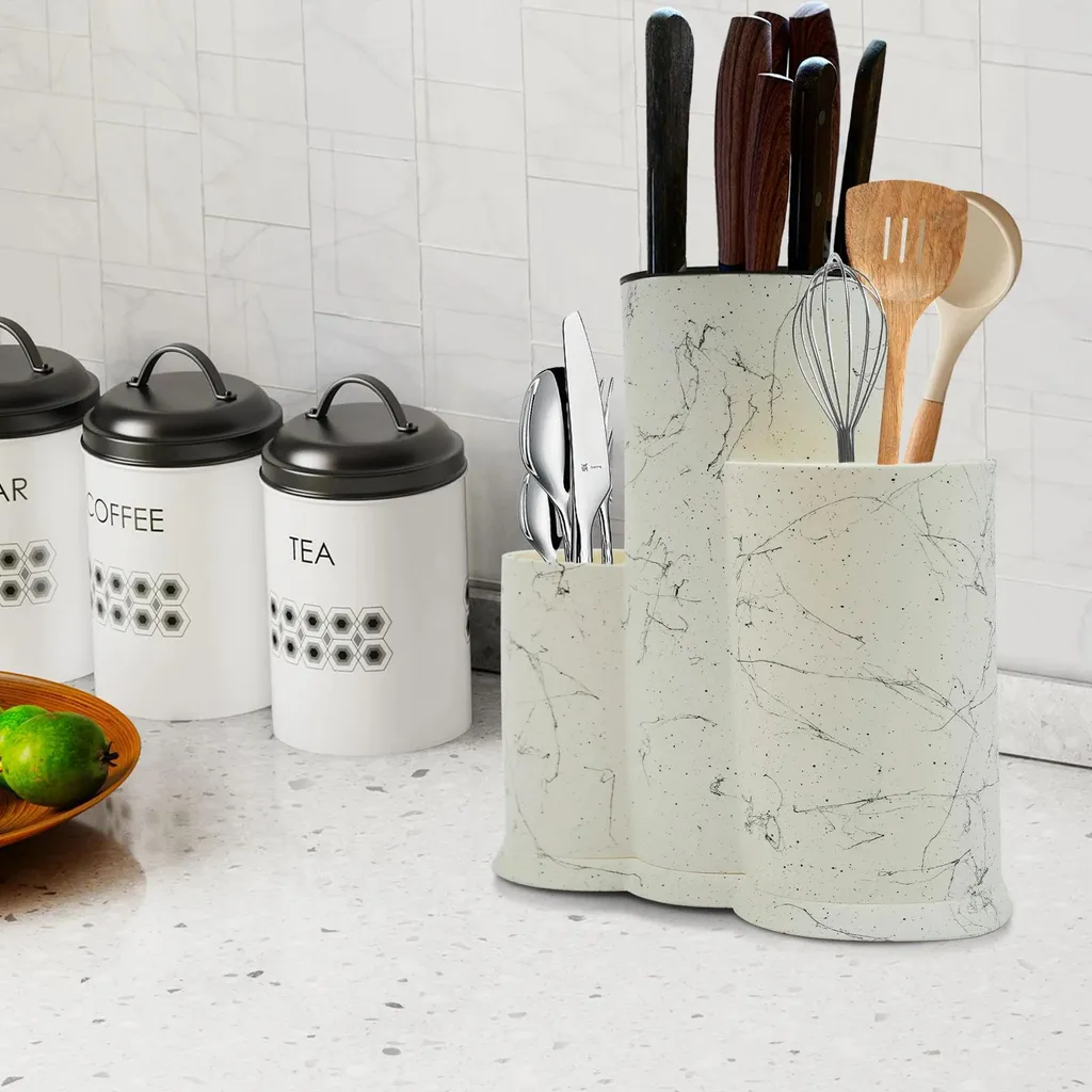 Rangement couteaux sain et stable : bloc blanc fer et plastique sûr