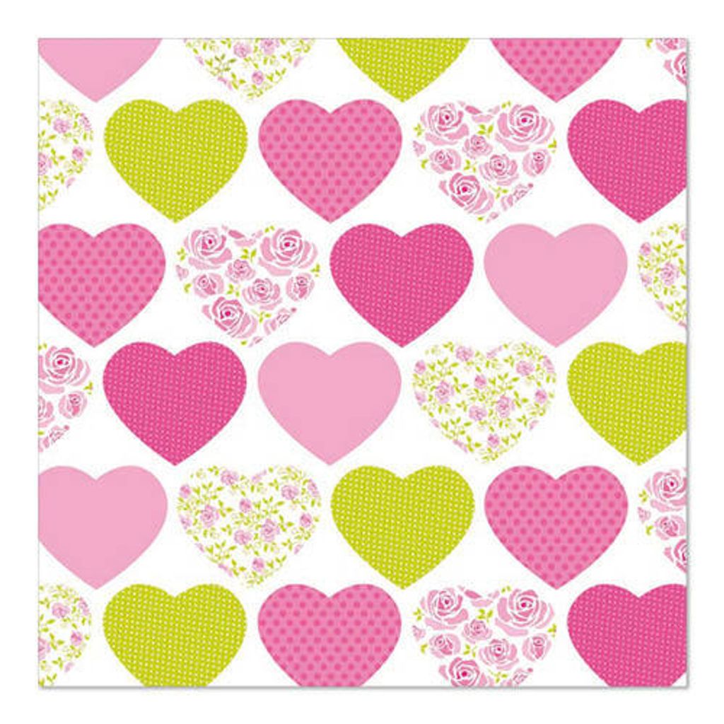 Papstar Servietten, 3-lagig 1/4-Falz 33 cm x 33 cm "Sweetheart", 10 x 20 Stück