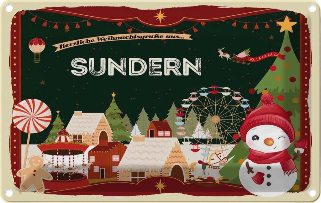 vianmo Blechschild 12x18 cm Weihnachten aus SUNDERN