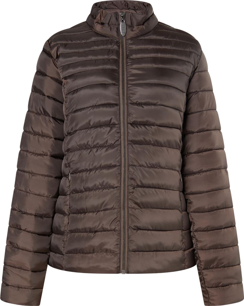 Federleichte, wärmende Jacke in Braun mit Stehkragen, Reißverschluss und Taschen, Größe L