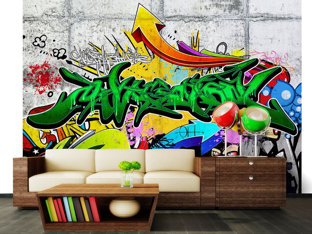 Vlies Fototapete Graffiti 400x280 cm Tapeten Wandtapete XXL Mural Streetart Betonoptik f-A-0368-a-b