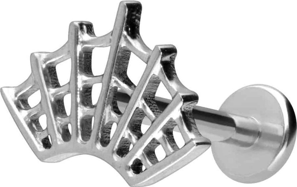 Ohrpiercing, Nasenpiercing Titan Labret mit Innengewinde SPINNENNETZ Silber Stablänge: 8mm | Stabstärke: 1,2mm