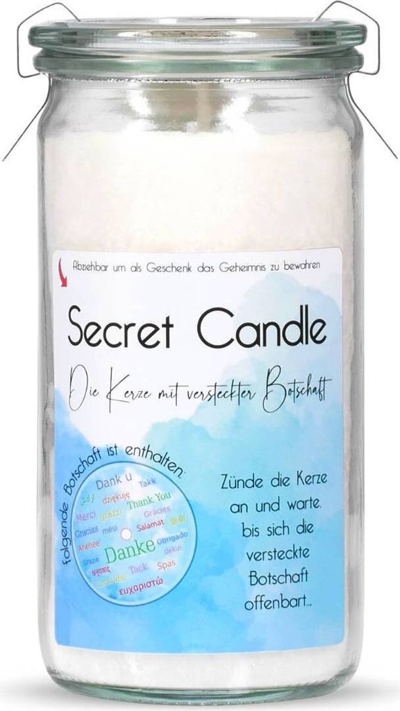 Danke - Mango Kiss - Secret Candle Mini Jumbo Windlicht im Weckglas von Candle Factory