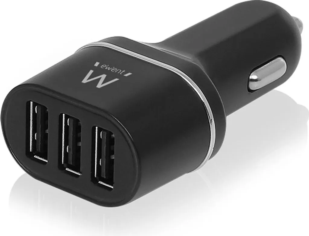 Caricabatterie Auto 3 Porte Ewent EW1202 - Ricarica Universale Accendisigari