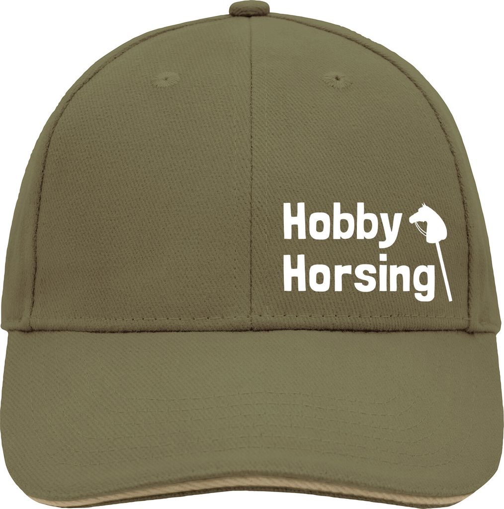 Huuraa Cappy Mütze Hobby Horsing Steckenpferd Olive/Beige Baumwolle 6-Panel Kappe Geschenkidee