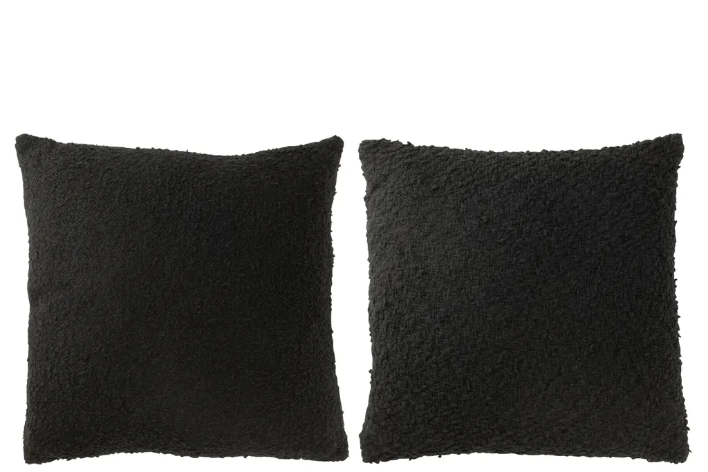 Lot de 2 Coussins de Décoration en Coton Noir Motif Géométrique J-Line
