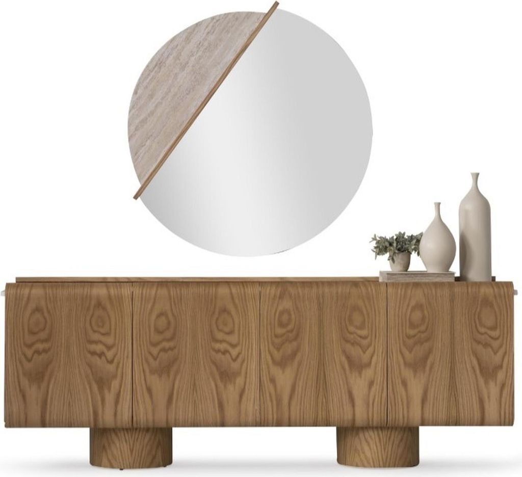 Elegantes braunes Esszimmer Set mit Sideboard und Spiegel in modernem