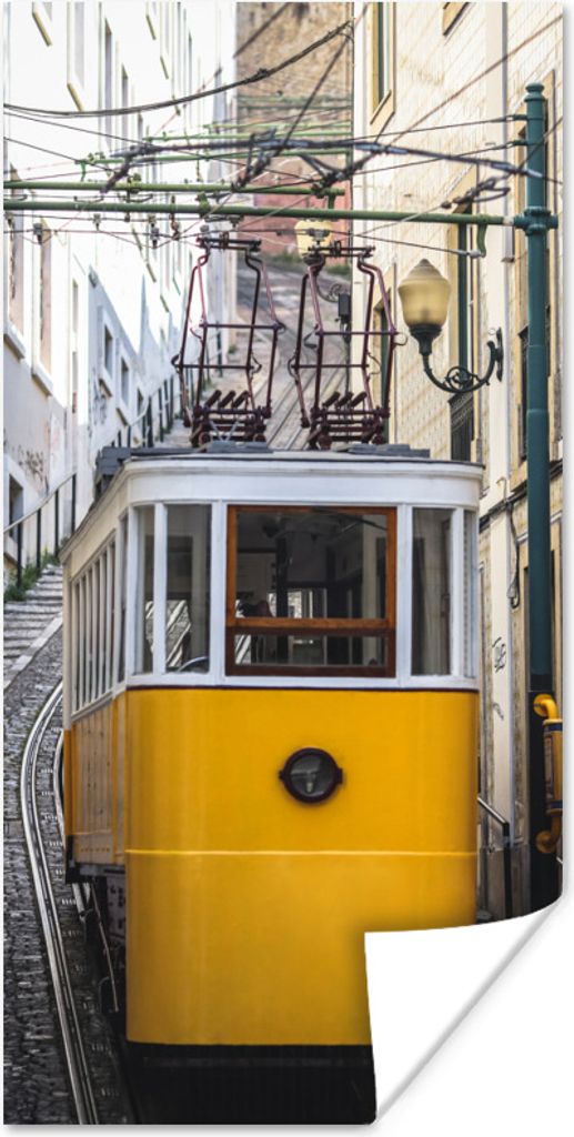 MuchoWow Poster Eine Straßenbahn bleibt auf der Lavra-Seilbahn in Lissabon stecken 80x160 cm - Kinderzimmer